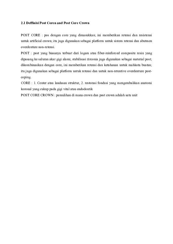 (DOC) 2.1 Deffinisi Post Coren and Post Core Crown