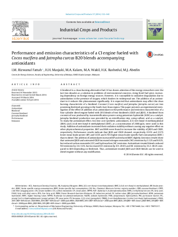 (PDF) Performance and emission characteristics of a CI engine fueled ...
