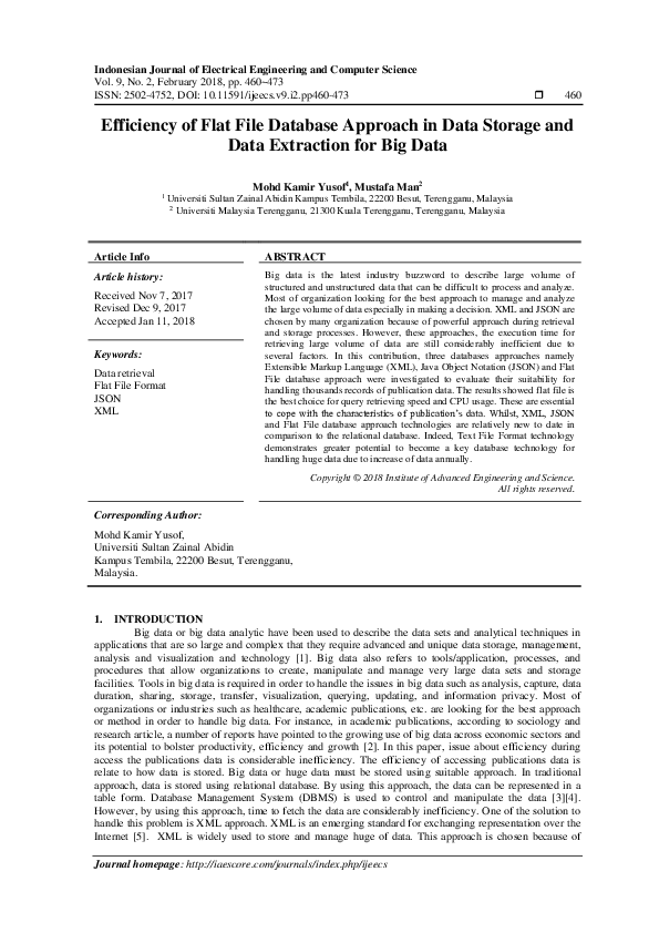 (PDF) Efficiency of Flat File Database Approach in Data Storage and ...