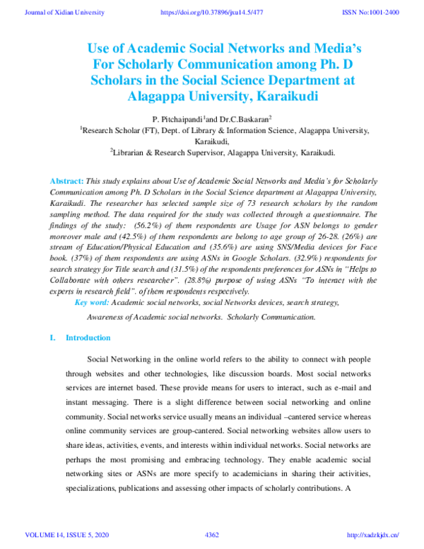 (PDF) Use of Academic Social Networks and Media's For Scholarly ...