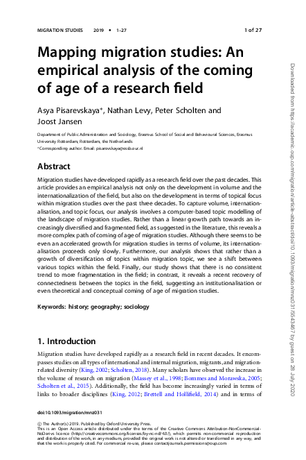 (PDF) Mapping migration studies: An empirical analysis of the coming of ...