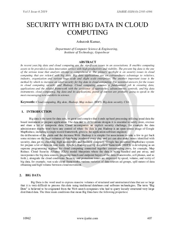 (PDF) SECURITY WITH BIG DATA IN CLOUD COMPUTING
