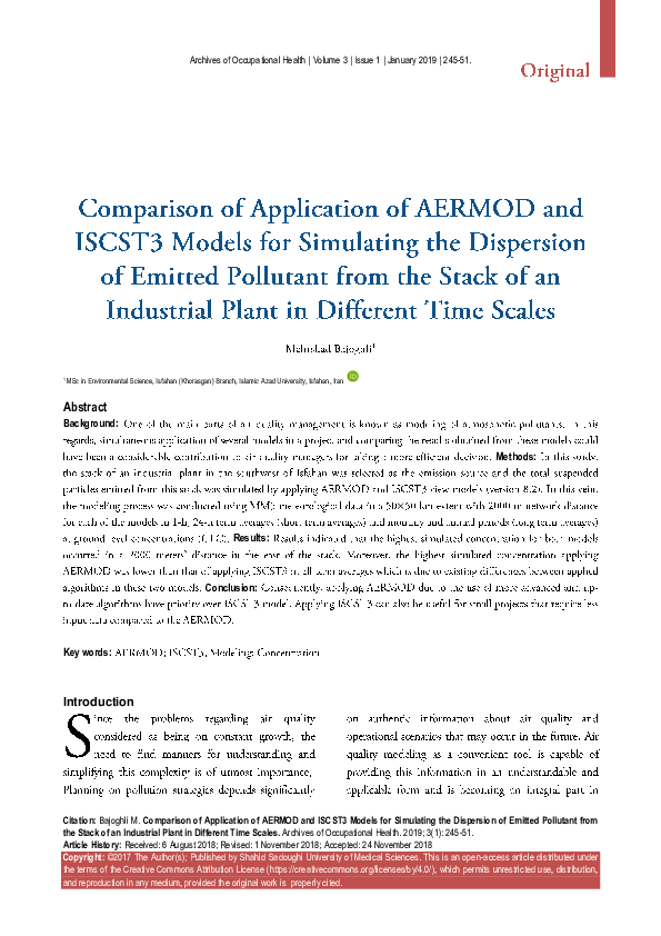 (PDF) Comparison of Application of AERMOD and ISCST3 Models for ...