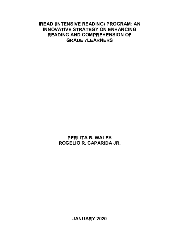 (DOC) IREAD PROGRAM RESEARCHvery final