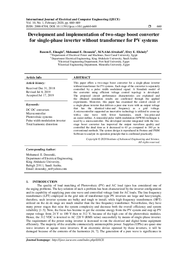 (PDF) Development and implementation of two-stage boost converter for ...