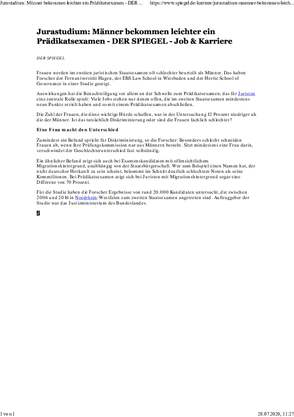Pdf Von Mamk Dpa Jura Manner Bekommen Leichter Ein Pradikatsexamen Emanuel V Towfigh Academia Edu