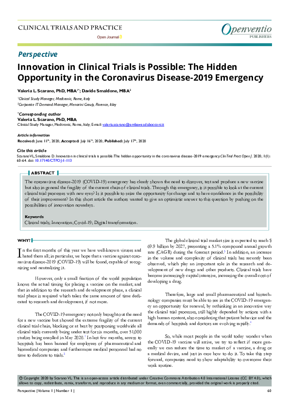 (PDF) Innovation in Clinical Trials is Possible: The Hidden Opportunity ...