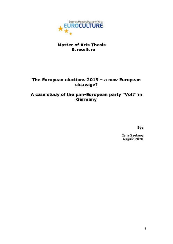 (PDF) The European elections 2019 – a new European cleavage? A case ...