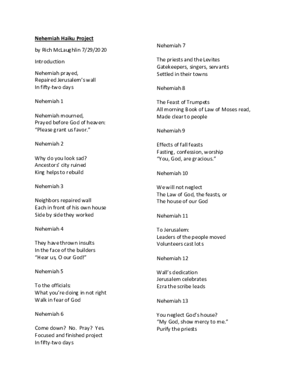 (PDF) Nehemiah Haiku Project