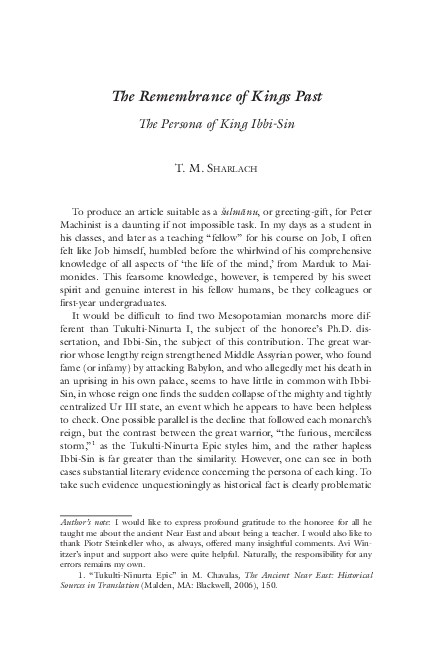 The Remembrance of Kings Past The Persona of King IbbiSin