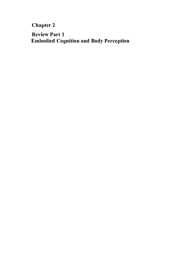 (PDF) Chapter 2 Review Part 1 Embodied Cognition and Body Perception