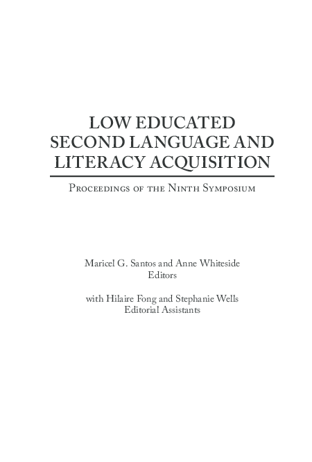 Pdf Low Educated Second Language And Literacy Acquisition P N S Pdf Low Educated Second Language And Literacy Acquisition P N S