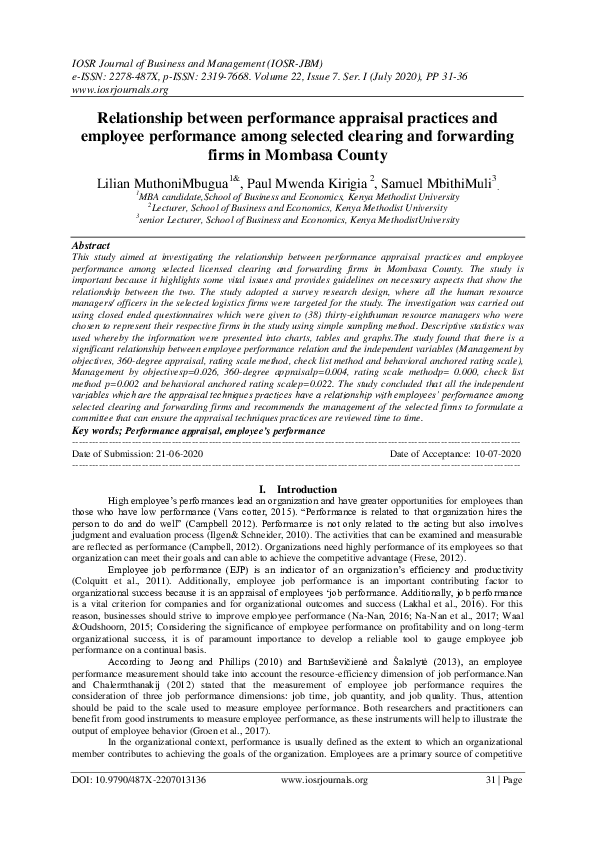 (PDF) Relationship between performance appraisal practices and employee ...