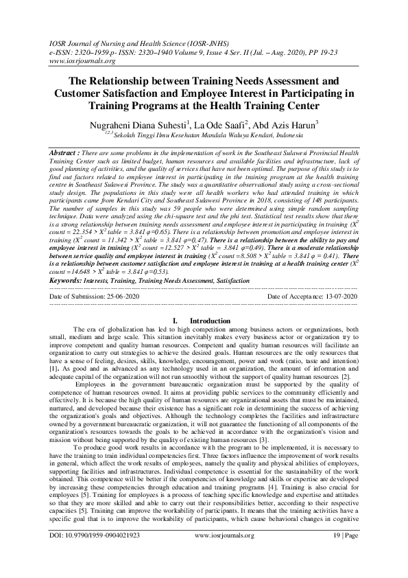 (PDF) The Relationship between Training Needs Assessment and Customer ...