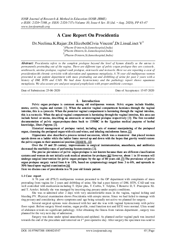 (PDF) A Case Report On Procidentia