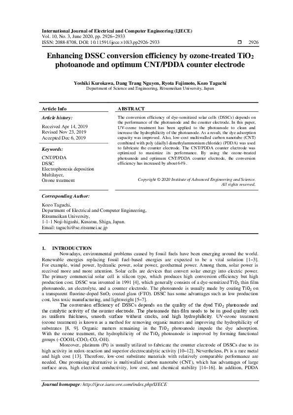 (PDF) Enhancing DSSC conversion efficiency by ozone-treated TiO 2 ...