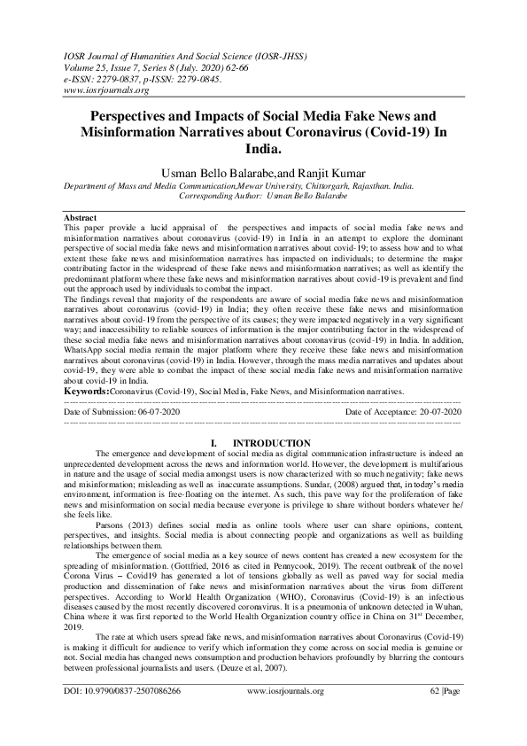 (PDF) Perspectives and Impacts of Social Media Fake News and ...