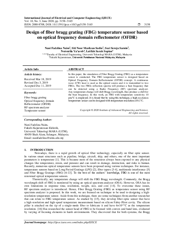(PDF) Design of fiber bragg grating (FBG) temperature sensor based on ...