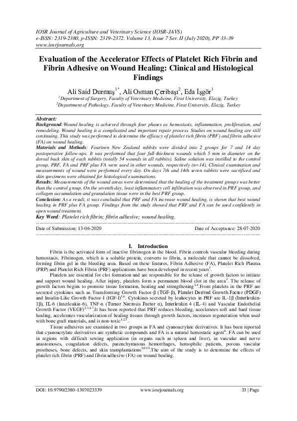 (PDF) Evaluation of the Accelerator Effects of Platelet Rich Fibrin and ...