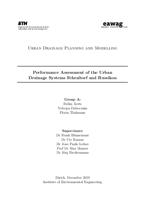 (PDF) Urban Drainage Planning and Modelling - Performance Assessment of ...