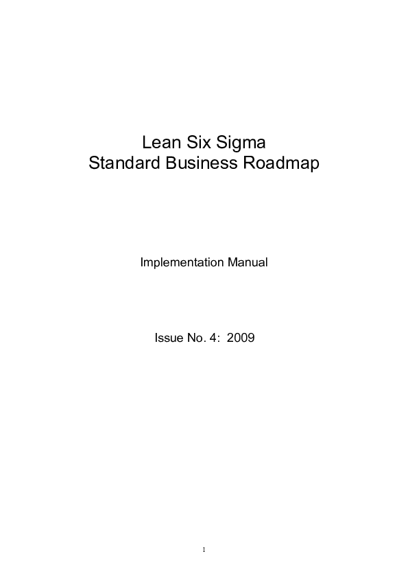 (PDF) Lean Six Sigma Standard Business Roadmap Implementation Manual