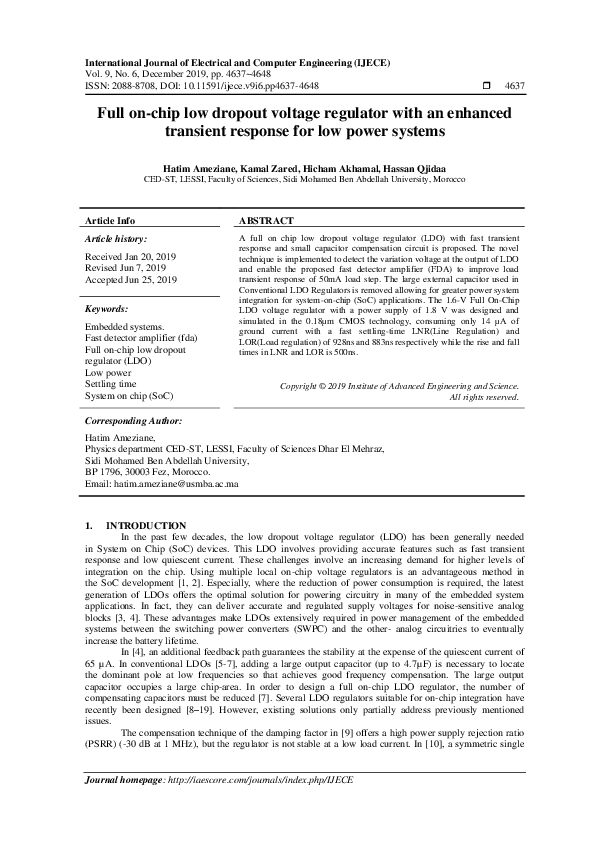 (PDF) Full on-chip low dropout voltage regulator with an enhanced ...