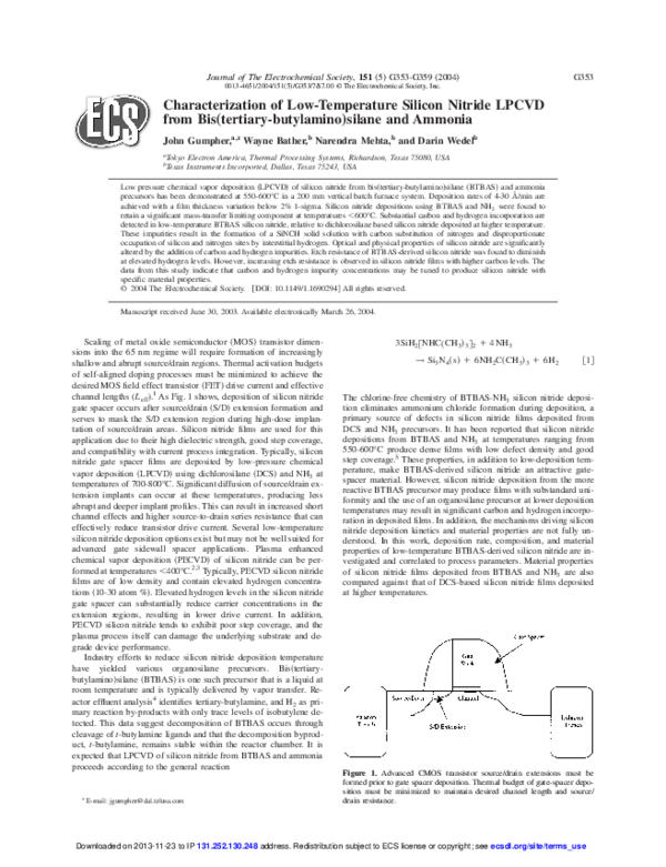 (PDF) Characterization of Low Temperature Silicon Nitride Thin Films ...