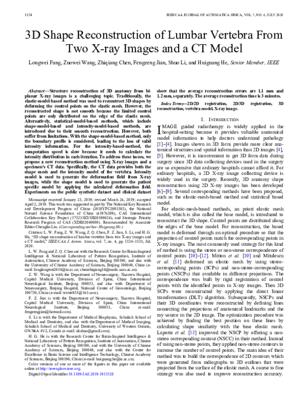 (PDF) 3D Shape Reconstruction of Lumbar Vertebra From Two X-ray Images ...