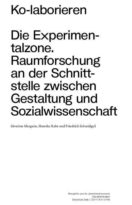 (PDF) Ko-laborieren: Die Experimentalzone. Raumforschung an der ...
