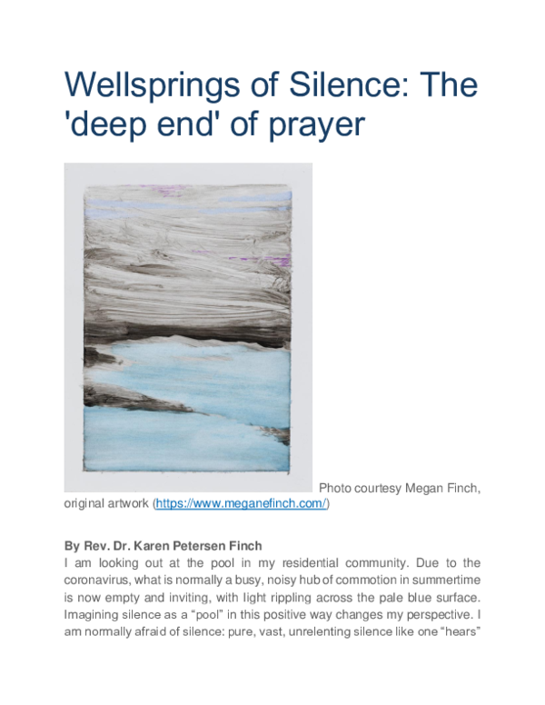 (PDF) Wellsprings of silence: The 'deep end' of prayer