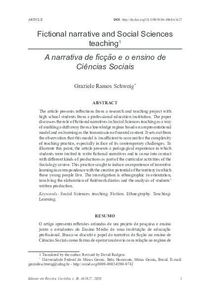 (PDF) Fictional narrative and Social Sciences teaching
