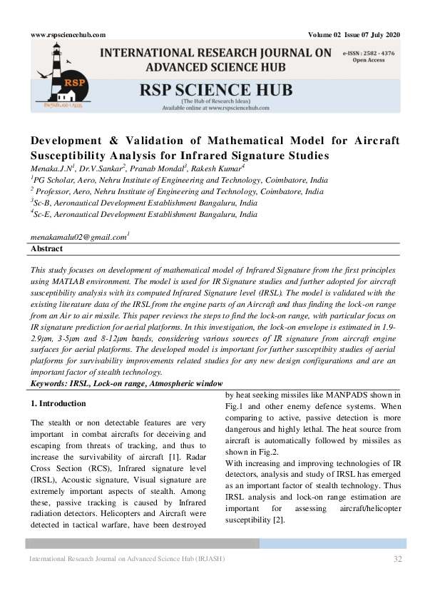 (PDF) Development & Validation of Mathematical Model for Aircraft ...