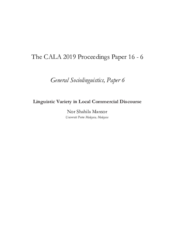(PDF) CALA 2019 - Paper 16-6 - Linguistic Variety in Local Commercial ...