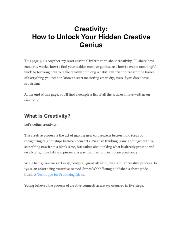 Doc Creativity How To Unlock Your Hidden Creative Genius Doc Creativity How To Unlock Your Hidden Creative Genius