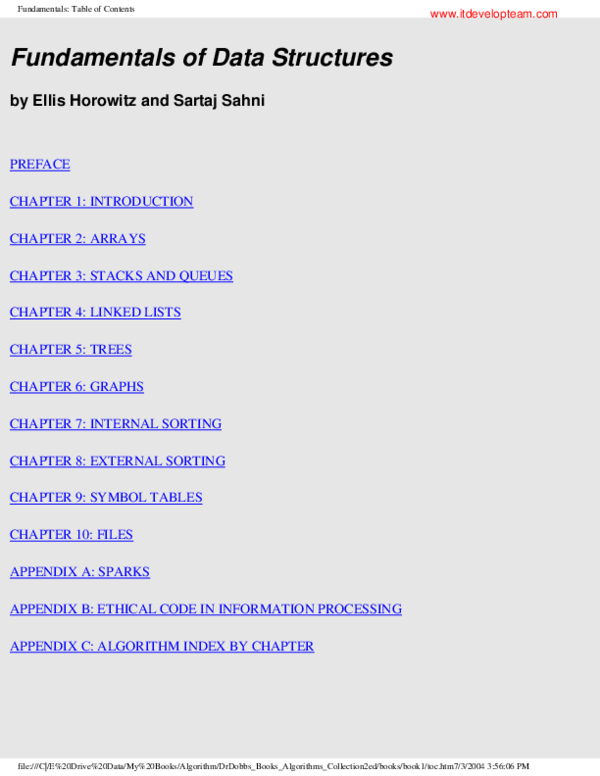 (PDF) Fundamentals of Data Structures
