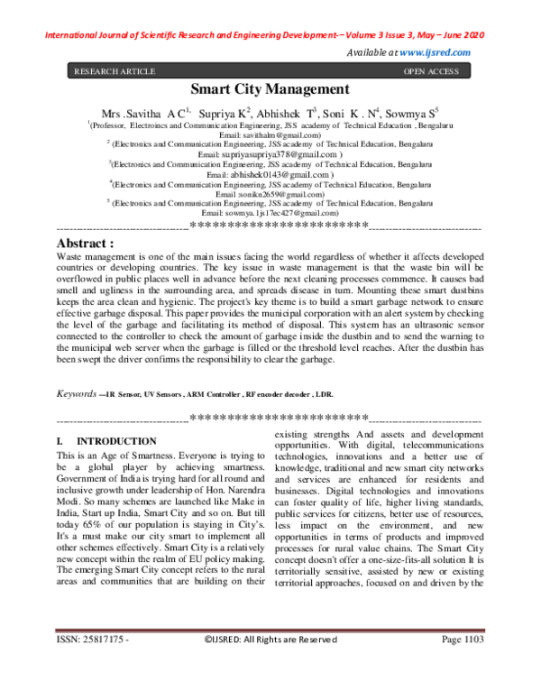 (PDF) Smart City Management