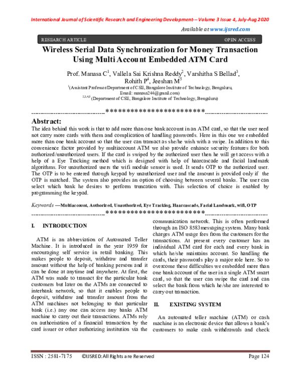 (PDF) Wireless Serial Data Synchronization for Money Transaction Using ...