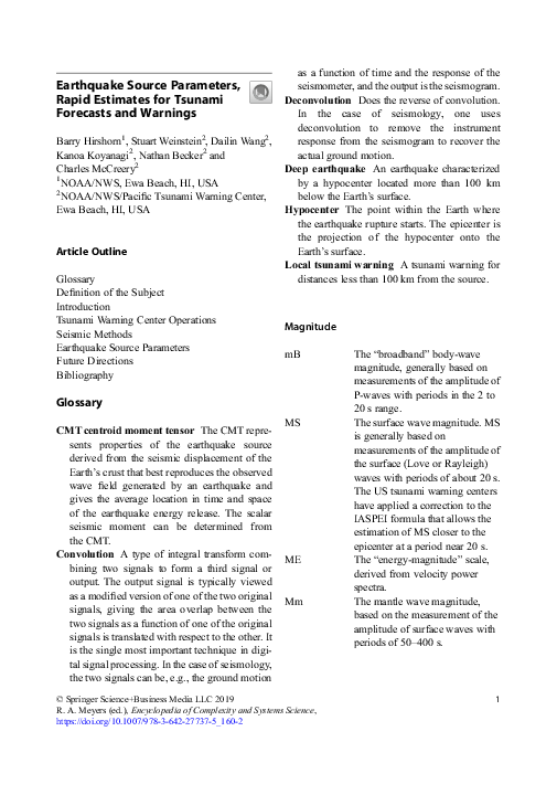 (PDF) Earthquake Source Parameters, Rapid Estimates for Tsunami ...