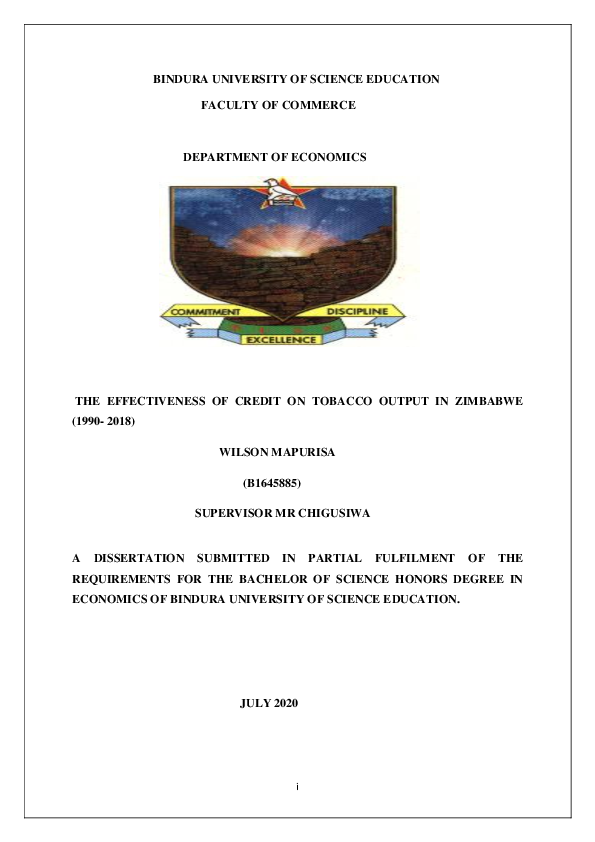 (PDF) BINDURA UNIVERSITY OF SCIENCE EDUCATION FACULTY OF COMMERCE