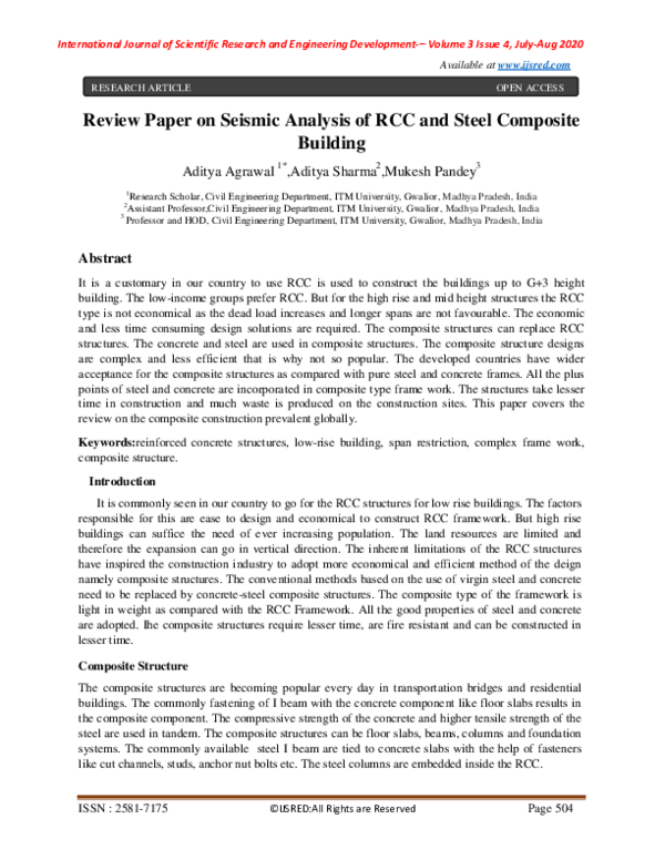 (PDF) Review Paper on Seismic Analysis of RCC and Steel Composite Building