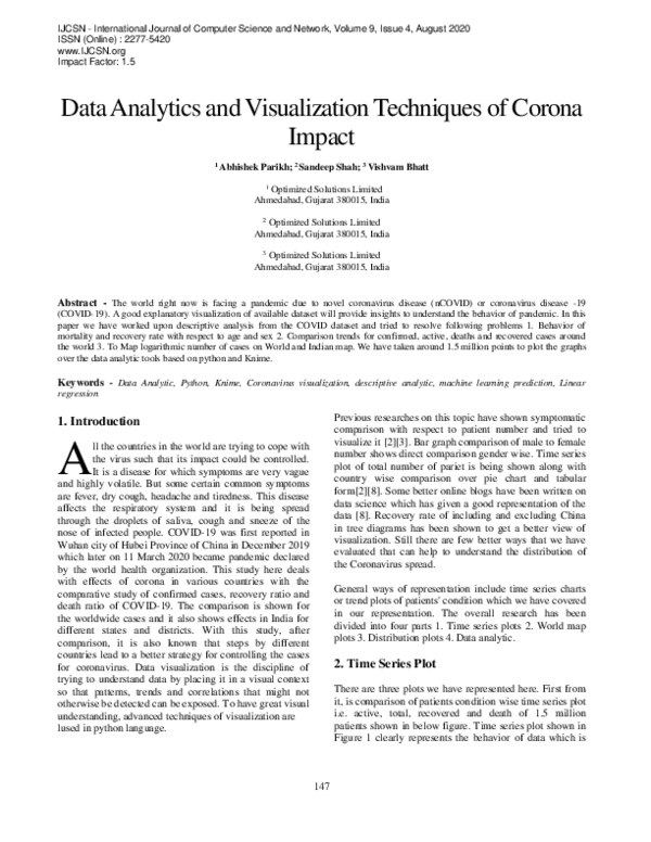 (PDF) Data Analytics and Visualization Techniques of Corona Impact