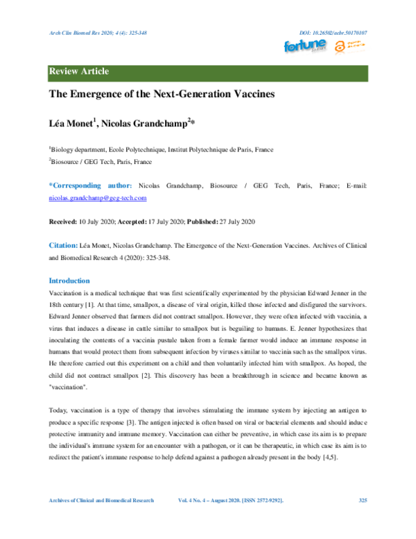 (PDF) The Emergence of the Next-Generation Vaccines