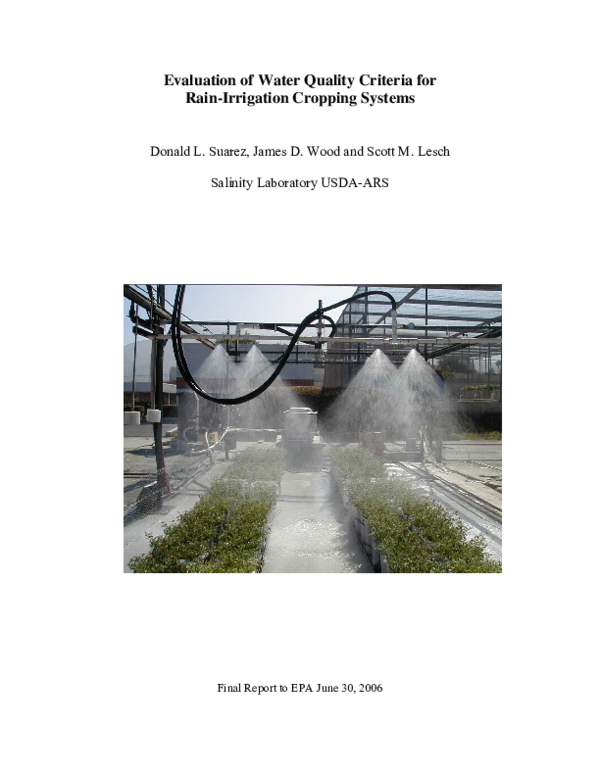 (PDF) Evaluation of Water Quality Criteria for Rain-Irrigation Cropping ...