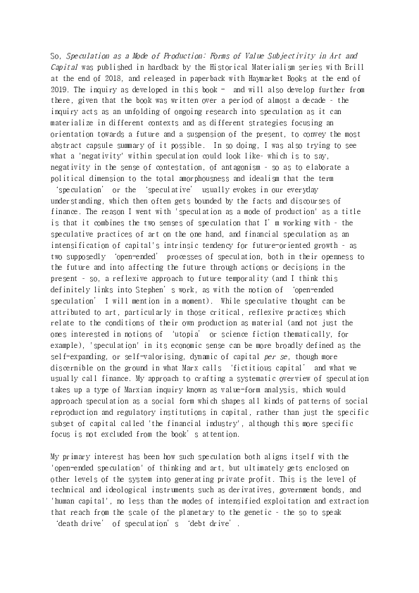 (DOC) Speculative Finance Speculative Fiction Marina Vishmidt