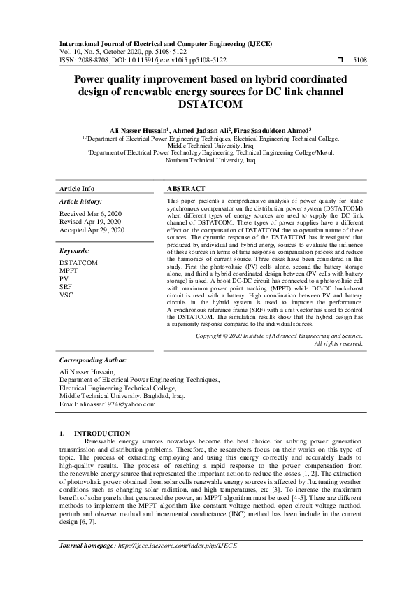 (PDF) Power quality improvement based on hybrid coordinated design of ...