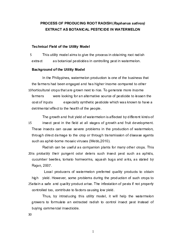 (DOC) PROCESS OF PRODUCING ROOT RADISH (Raphanus sativus) EXTRACT AS