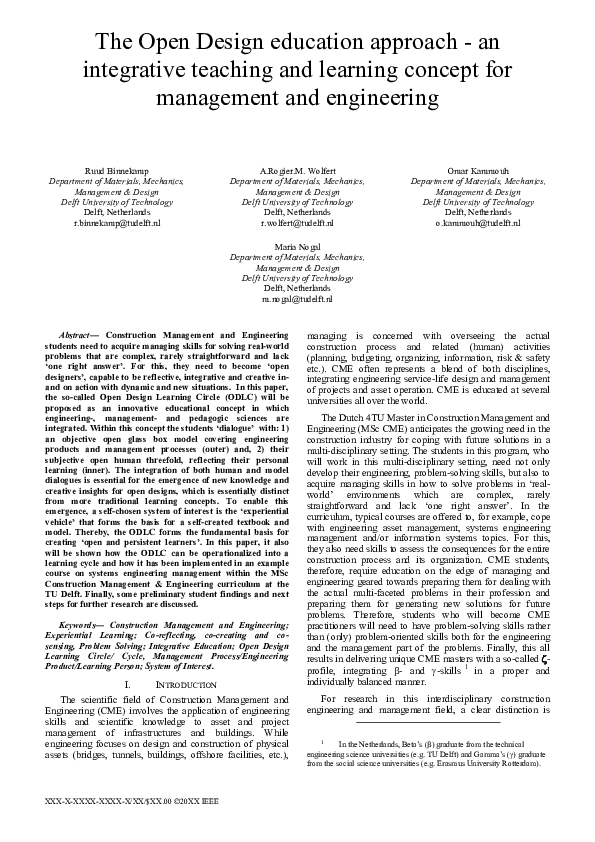 (PDF) The Open Design education approach - an integrative teaching and ...