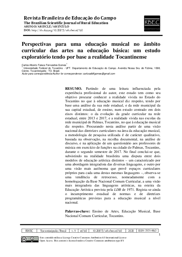 (PDF) Perspectives for a music education in the curriculum of arts in ...