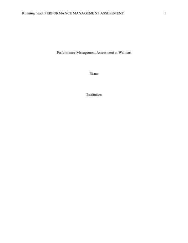 (DOC) Performance Management Assessment at Walmart Isaac Ochieng