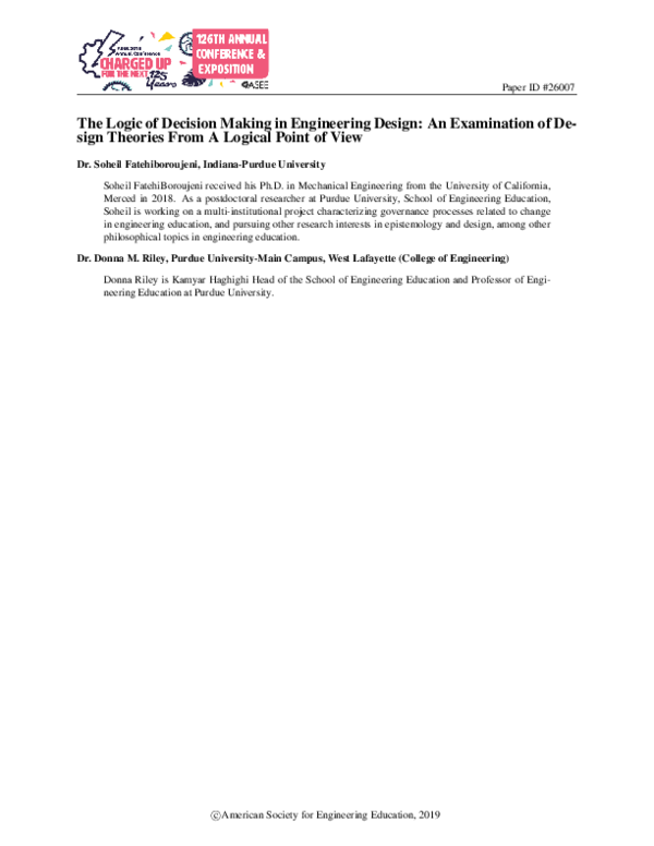 (PDF) The Logic of Decision Making in Engineering Design: An ...
